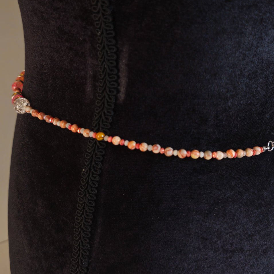Orange Garnet Carnelian Waist Bead Mixed GemstoneWaist bead w/ clasp