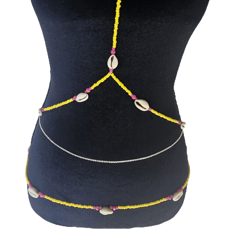Vibrant yellow waist bead body chainCustom waist chain