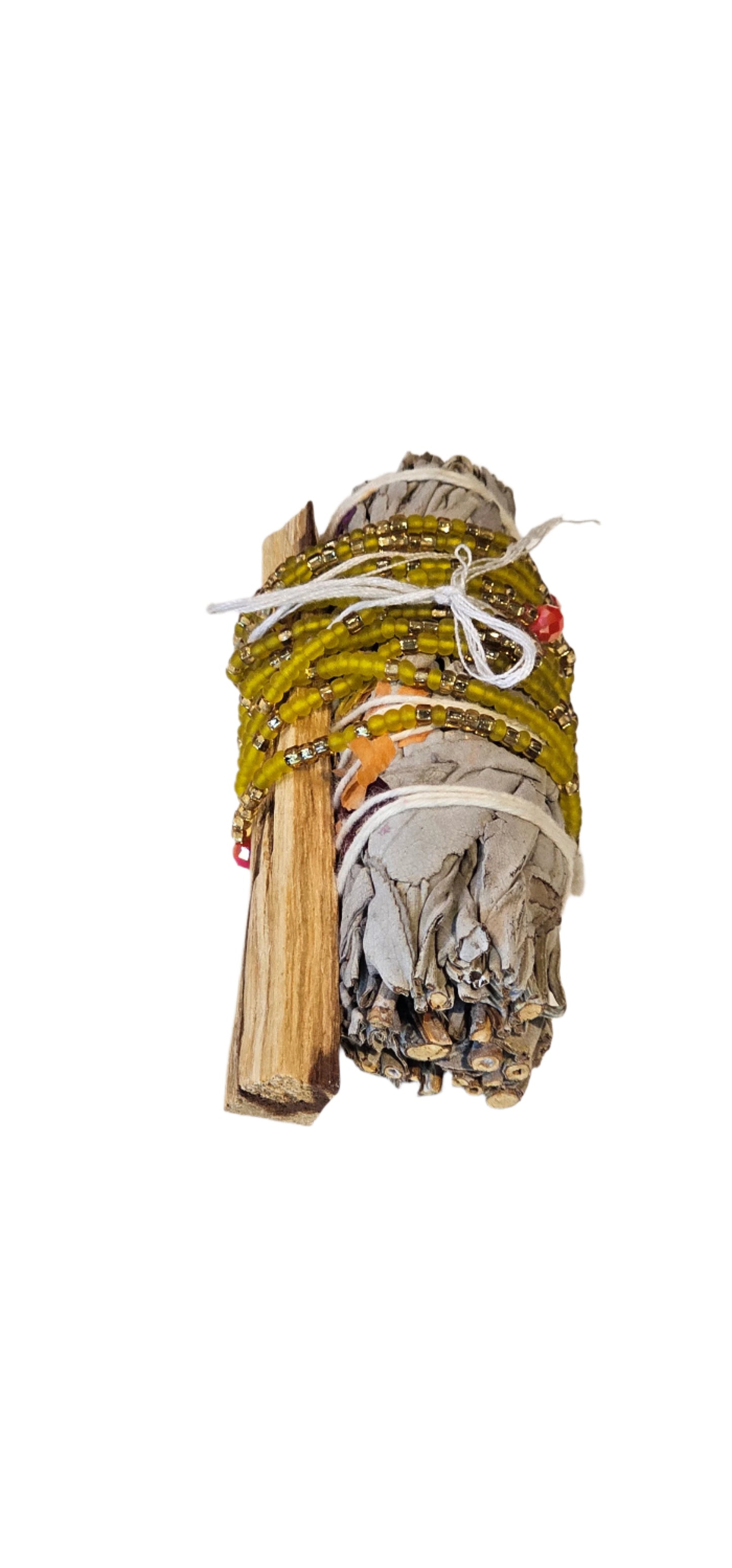 Smudging bundle with sticks on a white background