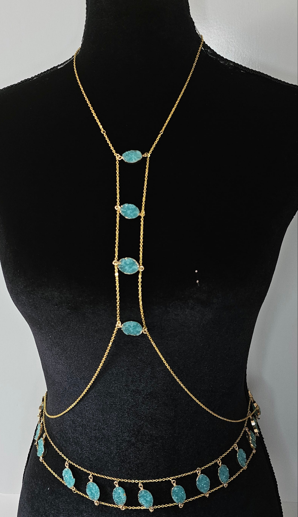 Spine Oval Golden Turquoise Body Chain