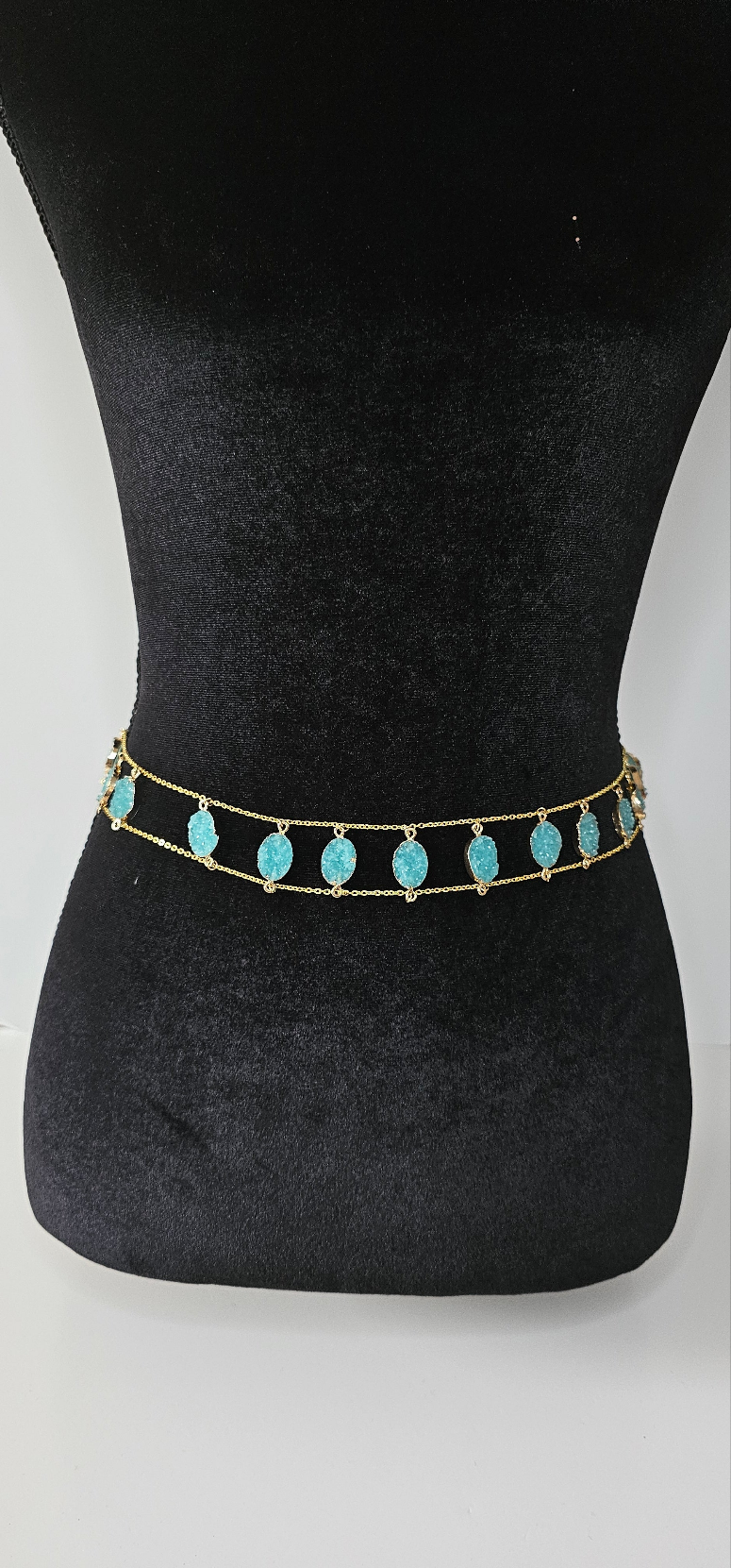 Spine Oval Golden Turquoise Body Chain