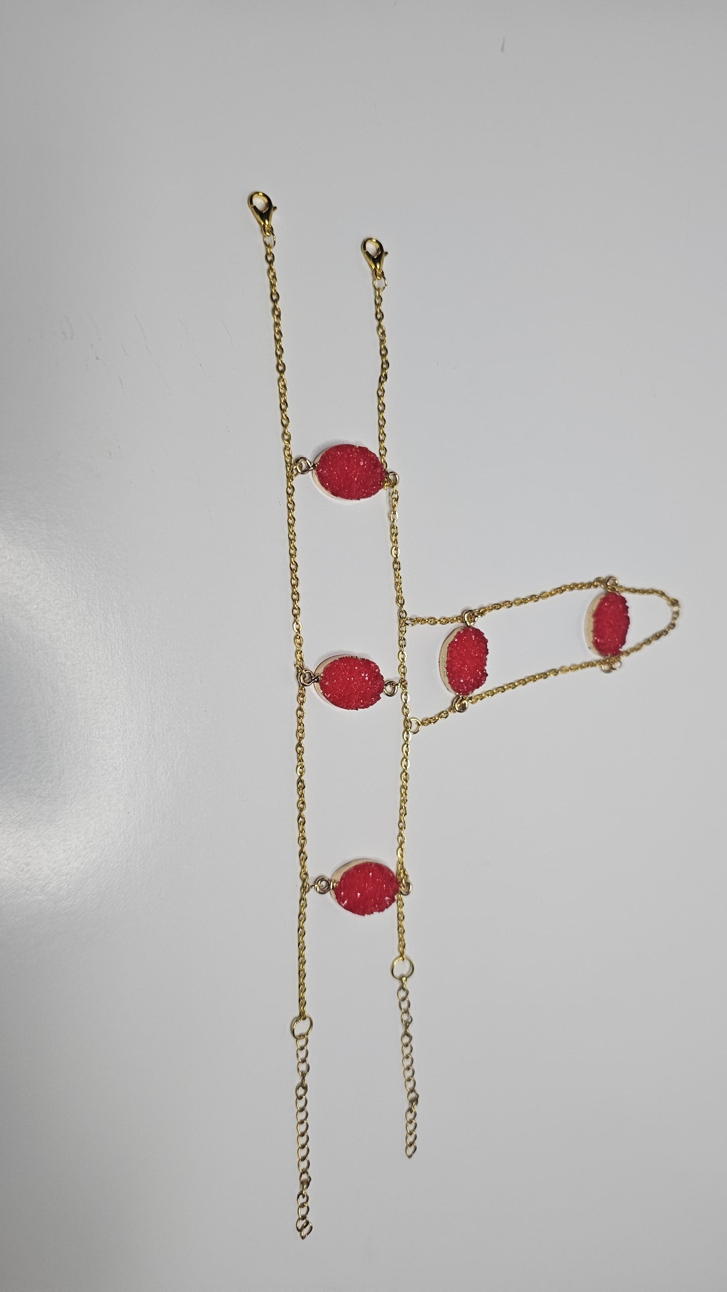 Spine Body Chain Red Gemstones