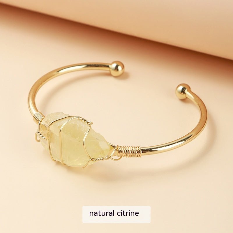 24k Gold Affordable Luxury Fashion Wind Natural Raw Gemstone Winding Gold BraceletBracelet