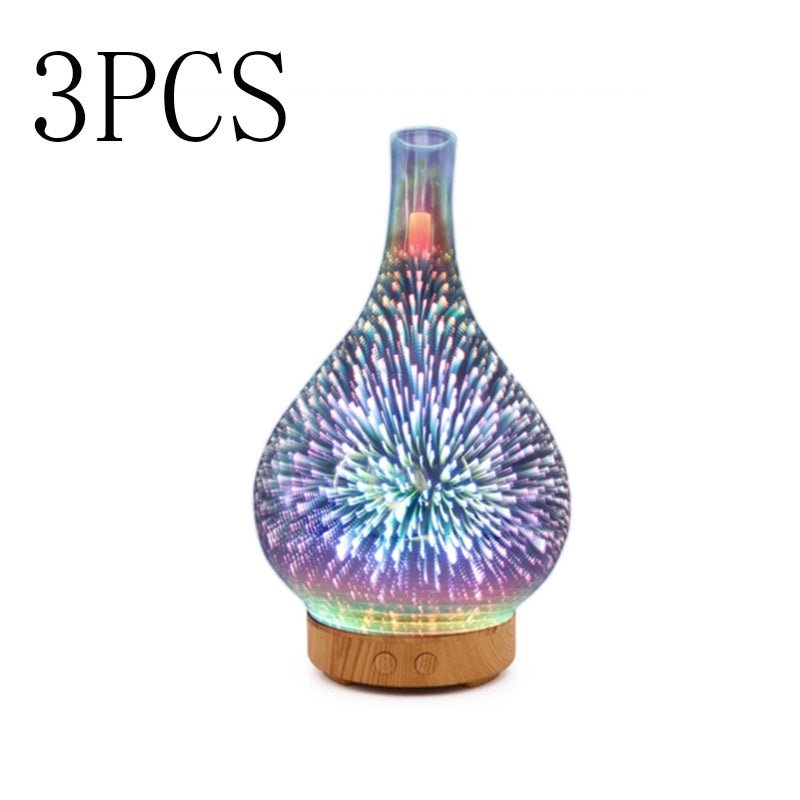 3D Glass Aroma Diffuser Colorful Lamp Humidifier Night LightWellness Product