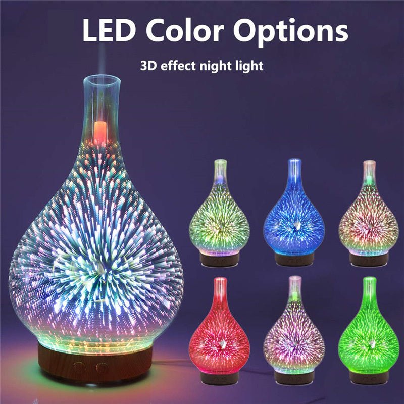 3D Glass Aroma Diffuser Colorful Lamp Humidifier Night LightWellness Product