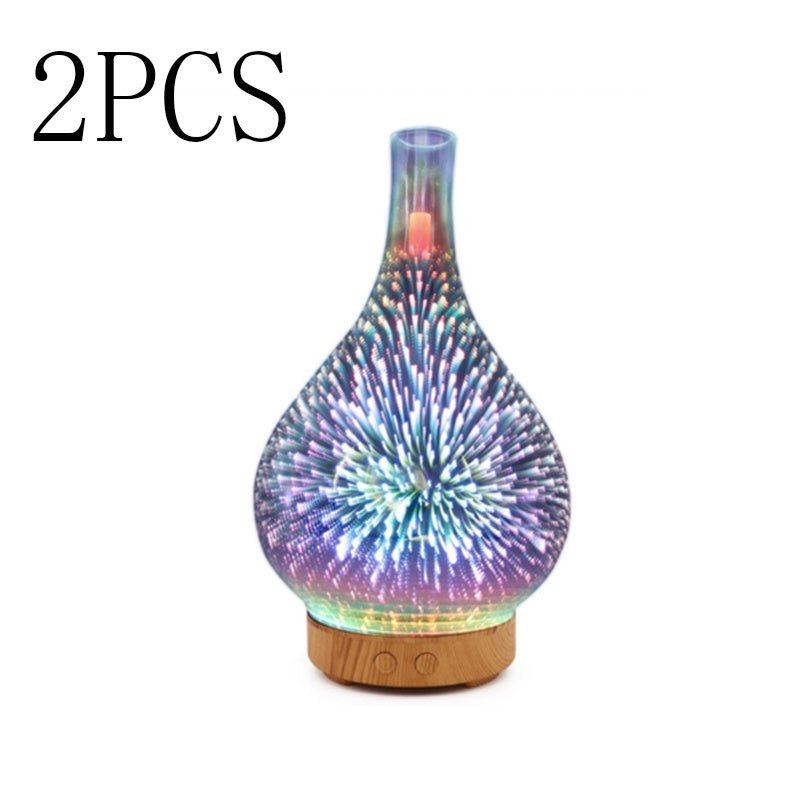 3D Glass Aroma Diffuser Colorful Lamp Humidifier Night LightWellness Product