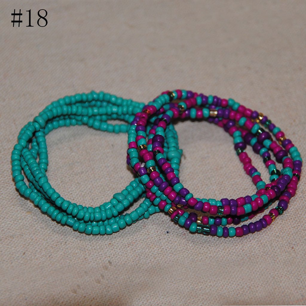 Beaded Body Chain Wild Multicolor Rice Bead Elastic Waist Chain For WomenAnklets