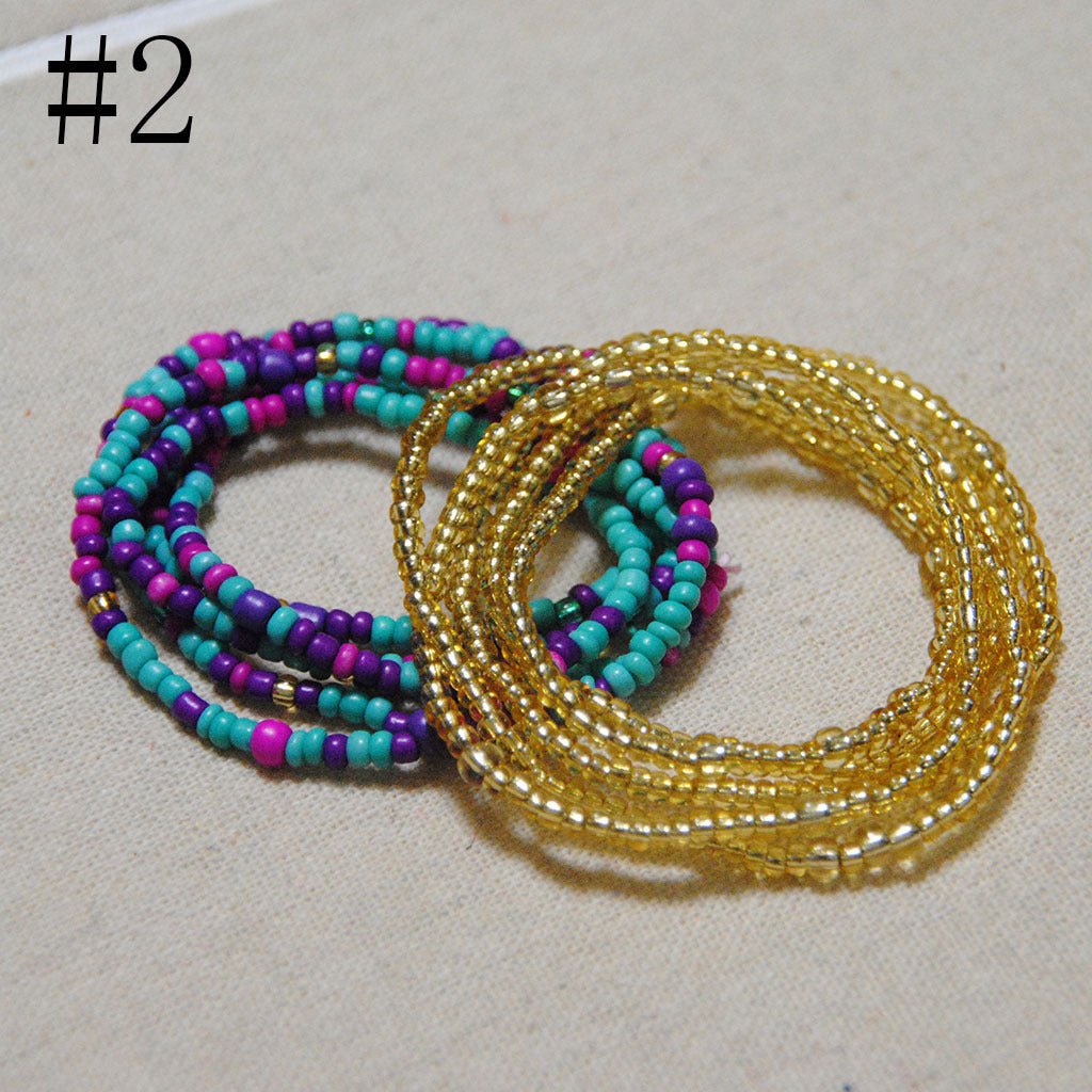 Beaded Body Chain Wild Multicolor Rice Bead Elastic Waist Chain For WomenAnklets