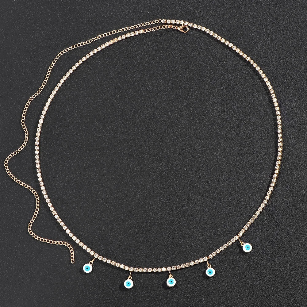 Boho Women's Rhinestone Eye Body ChainWaist Chain