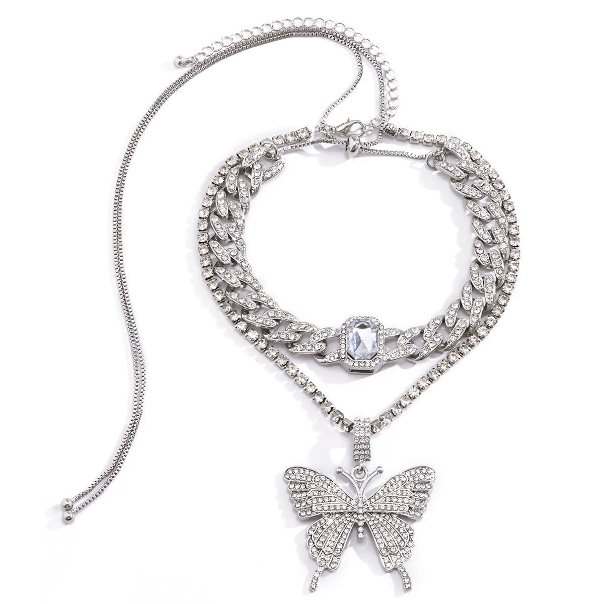 Diamond Butterfly Gemstone NecklaceNecklace