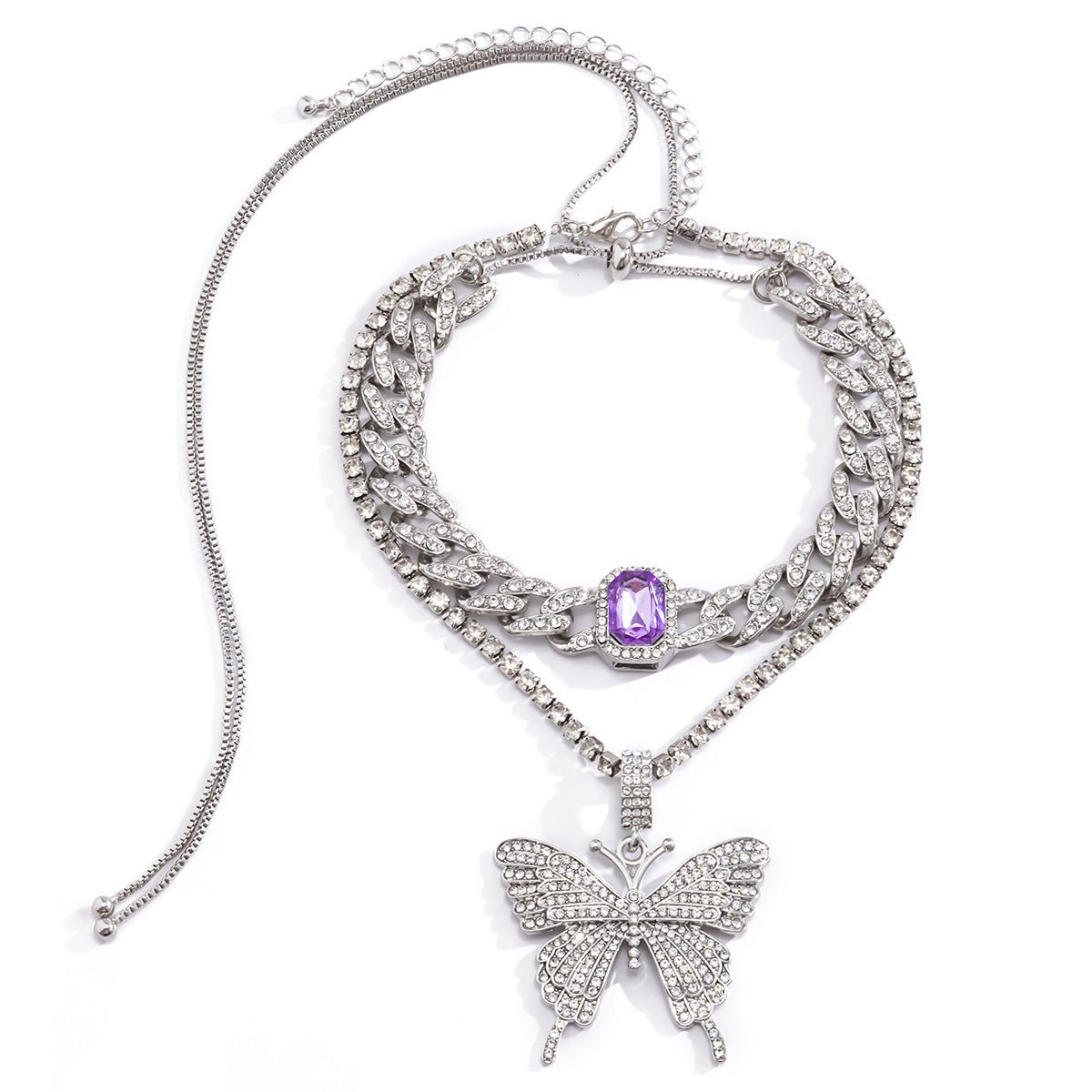 Diamond Butterfly Gemstone NecklaceNecklace