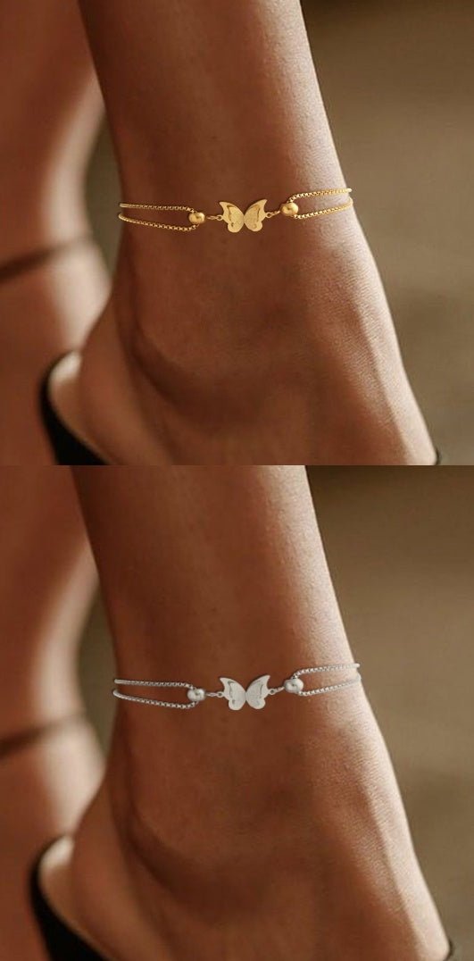 Europe And America Cross Border Butterfly Pendant Layered AnkletAnklets