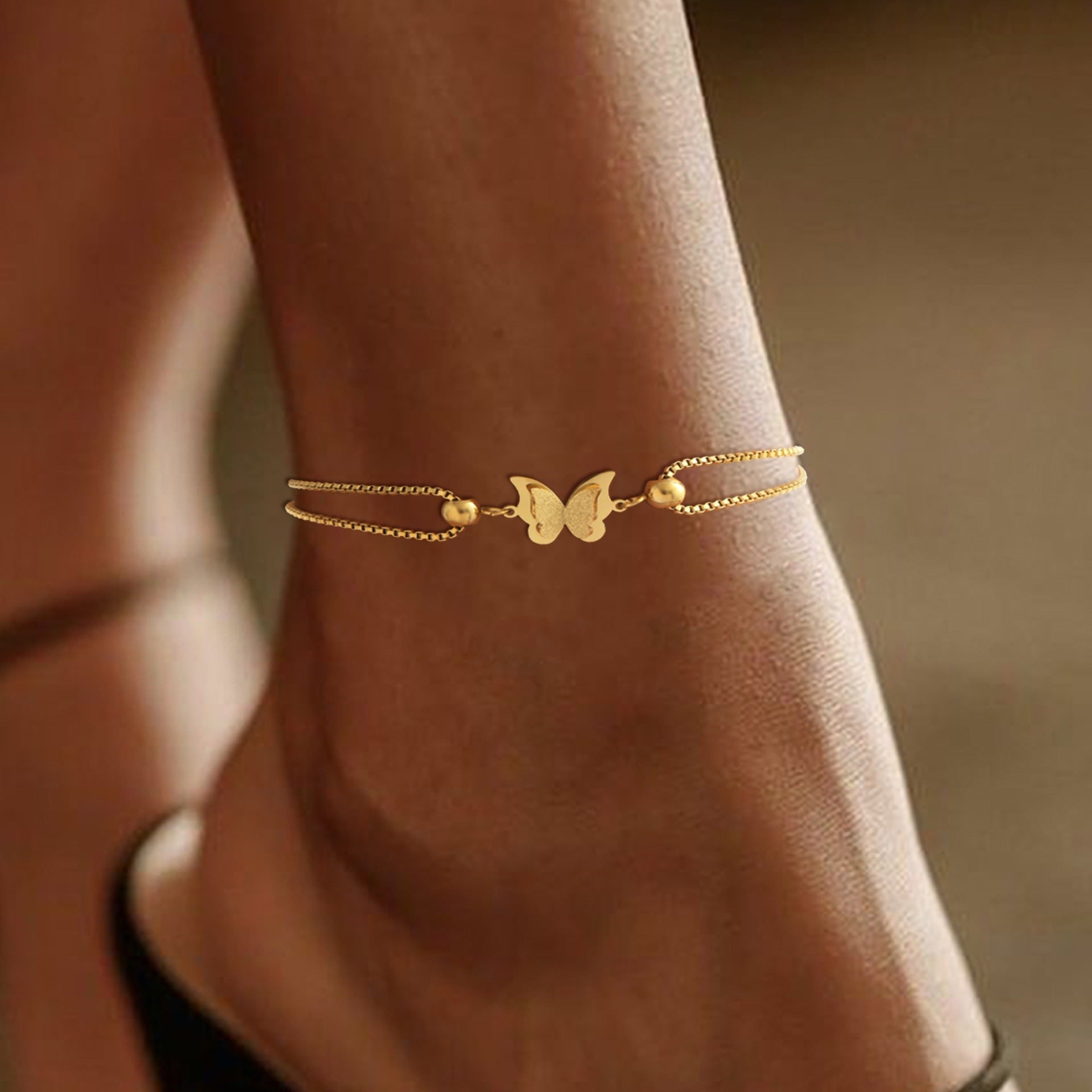 Europe And America Cross Border Butterfly Pendant Layered AnkletAnklets