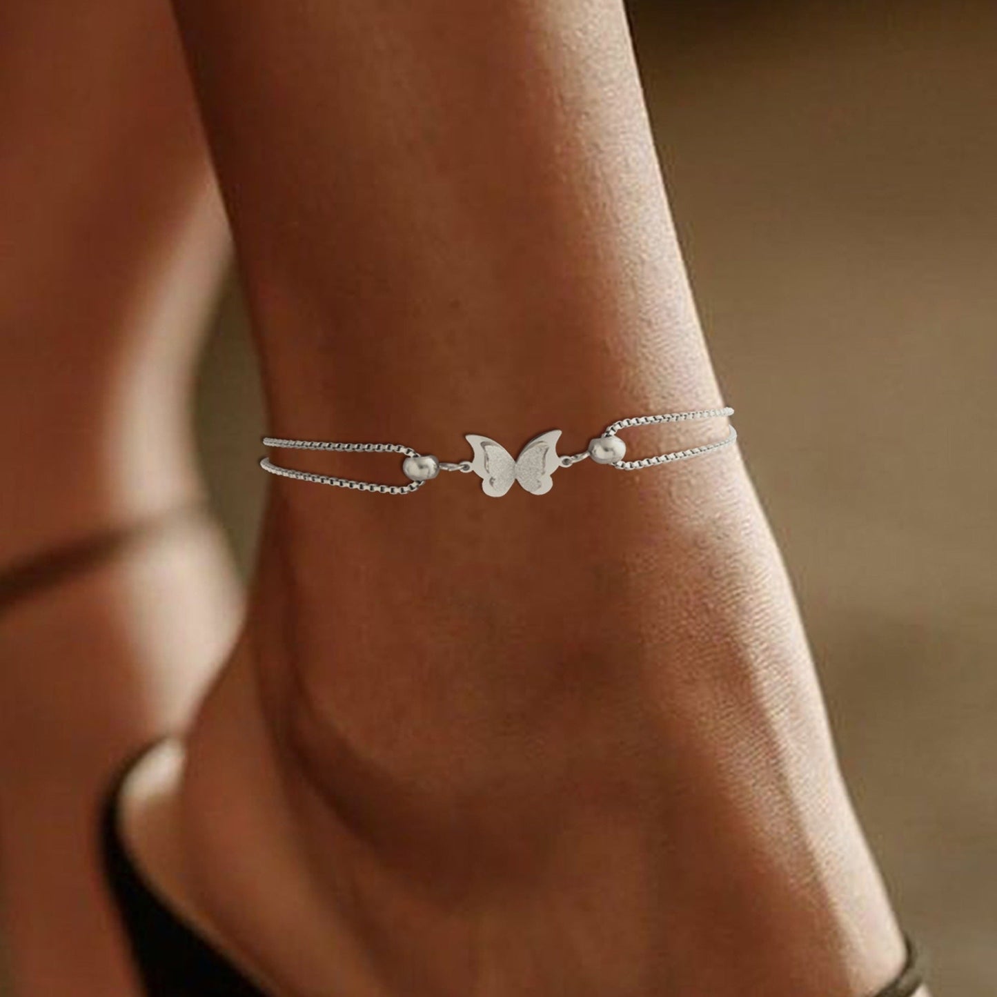 Europe And America Cross Border Butterfly Pendant Layered AnkletAnklets