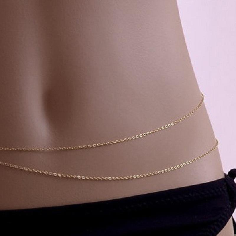 European And American Big - name Fashion Simple Double - layer Asymmetrical Waist Chain Bikini Body ChainWaist chain