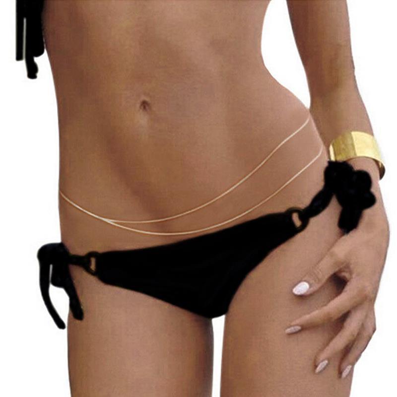 European And American Big - name Fashion Simple Double - layer Asymmetrical Waist Chain Bikini Body ChainWaist chain