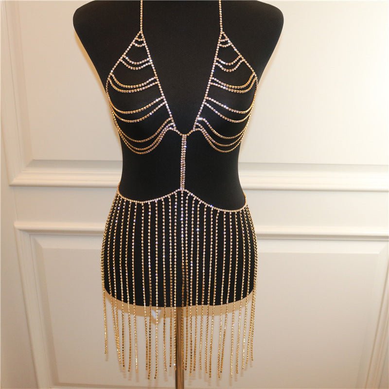 Exaggerated Rhinestone Body Chain Nightclub ShinyBody Chain