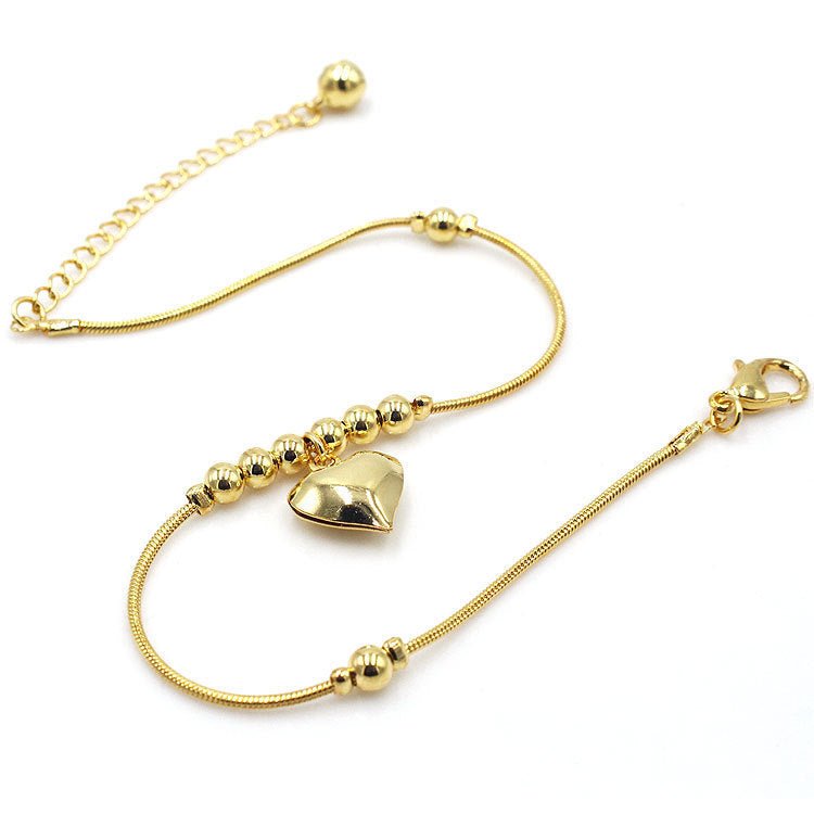 Fashionable Golden Heart - shaped Pendant AnkletAnklets