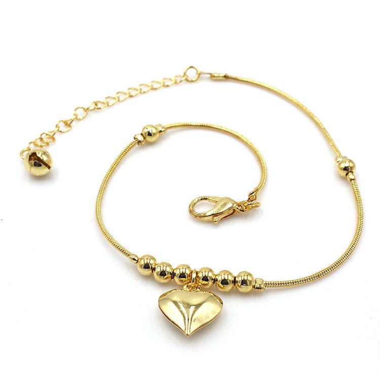 Fashionable Golden Heart - shaped Pendant AnkletAnklets