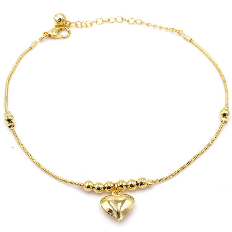 Fashionable Golden Heart - shaped Pendant AnkletAnklets