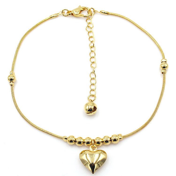 Fashionable Golden Heart - shaped Pendant AnkletAnklets