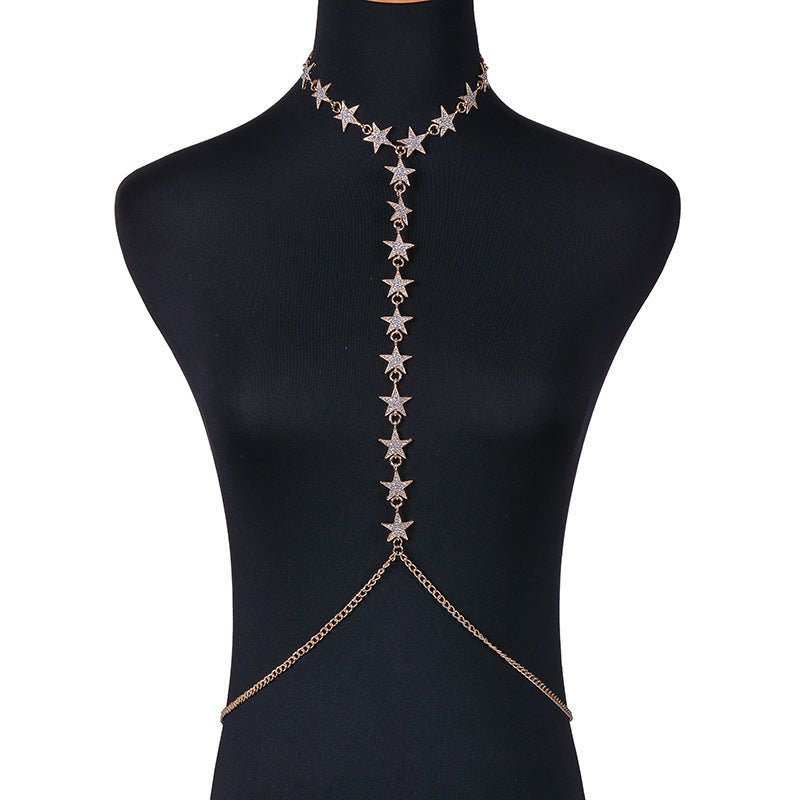 Flash Diamond Pentagram Body ChainBody Chain