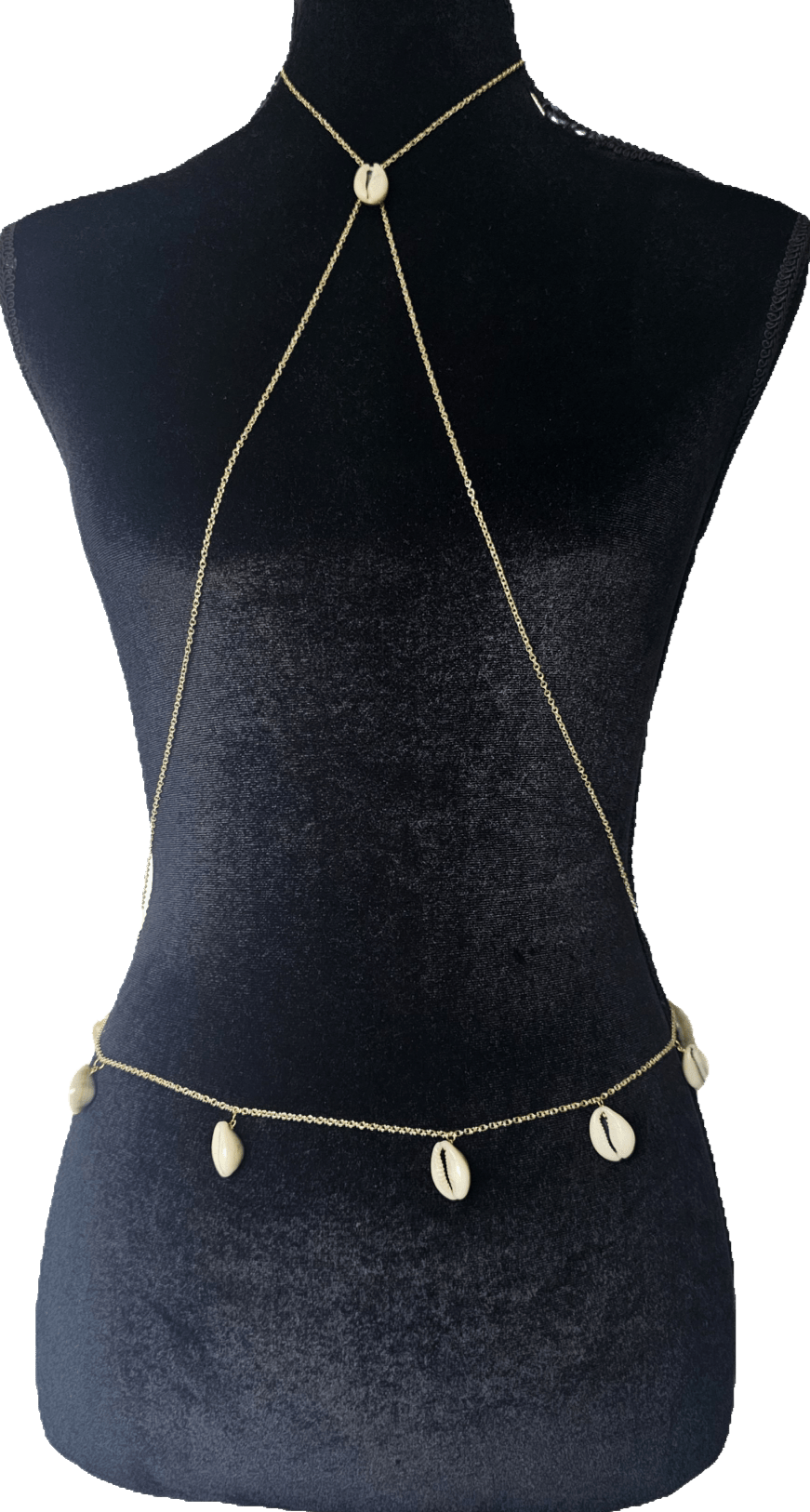 Gold Body Chain with Cowrie NecklaceBody Chain