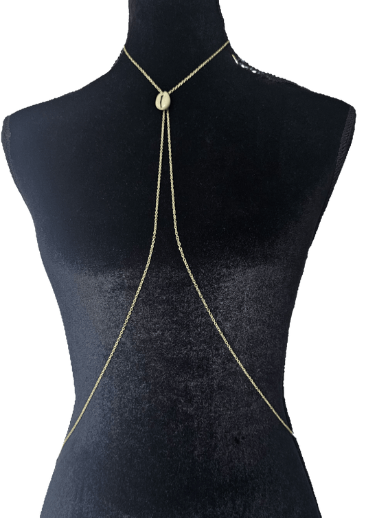 Gold Body Chain with Cowrie NecklaceBody Chain