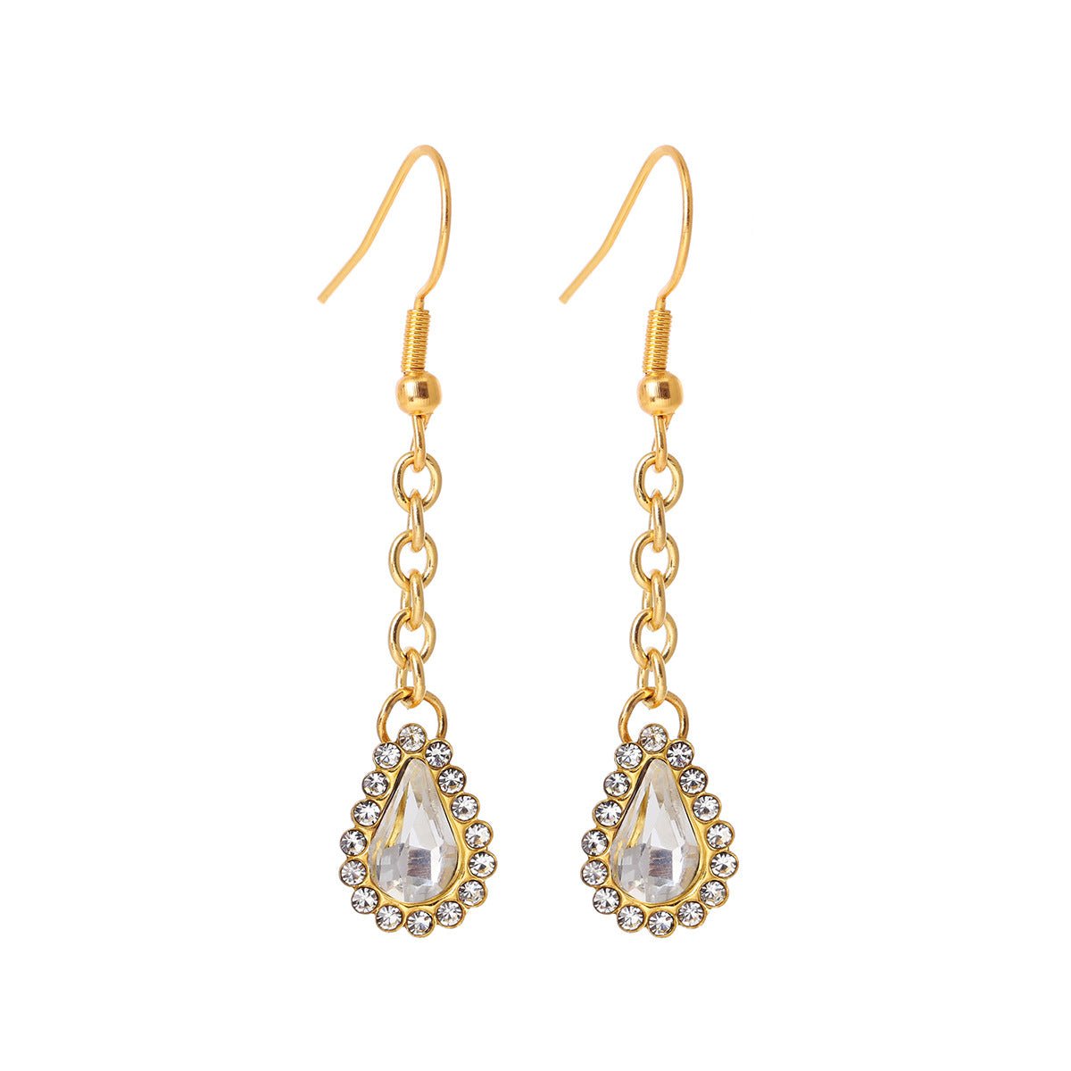 Gold Diamond Water Drop Stainless Steel Eardrop Women'searing