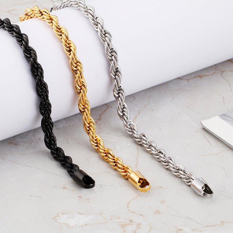 Gold Double Color Twist Chain Stainless Steel Bracelet For Men And WomenBracelet