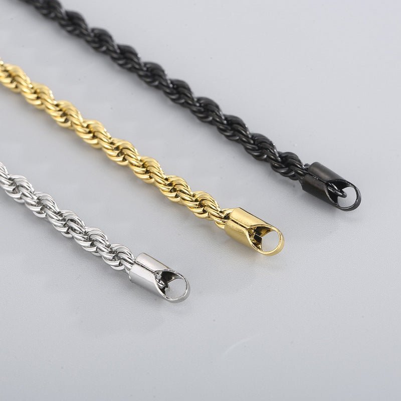 Gold Double Color Twist Chain Stainless Steel Bracelet For Men And WomenBracelet