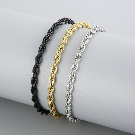 Gold Double Color Twist Chain Stainless Steel Bracelet For Men And WomenBracelet