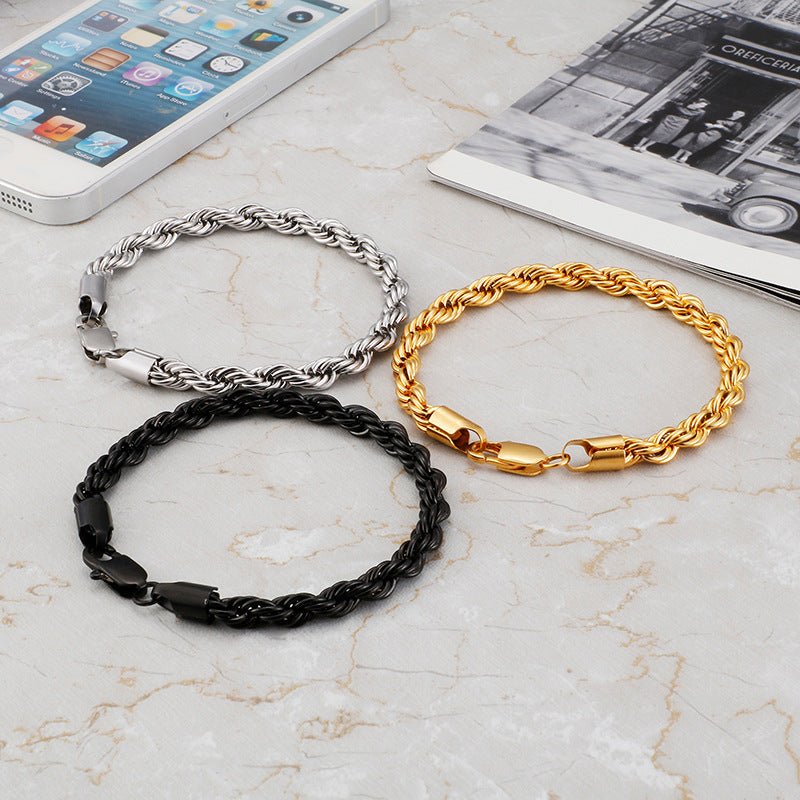 Gold Double Color Twist Chain Stainless Steel Bracelet For Men And WomenBracelet