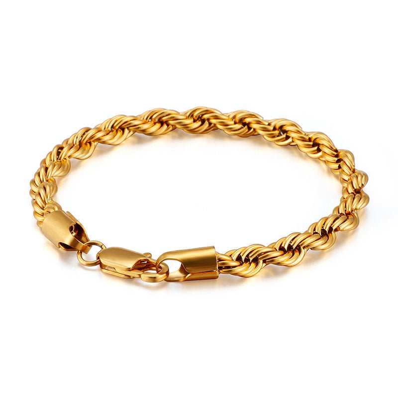 Gold Double Color Twist Chain Stainless Steel Bracelet For Men And WomenBracelet