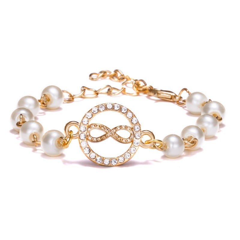 Hollow Rhinestone Pearl Bracelet Multi - style AdjustableBracelet