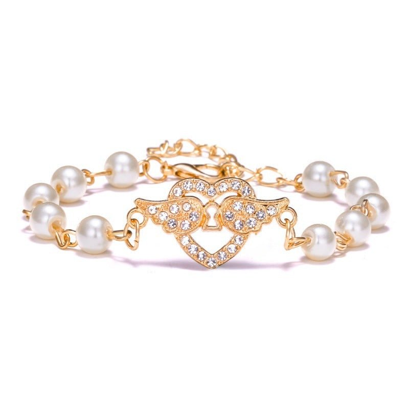 Hollow Rhinestone Pearl Bracelet Multi - style AdjustableBracelet