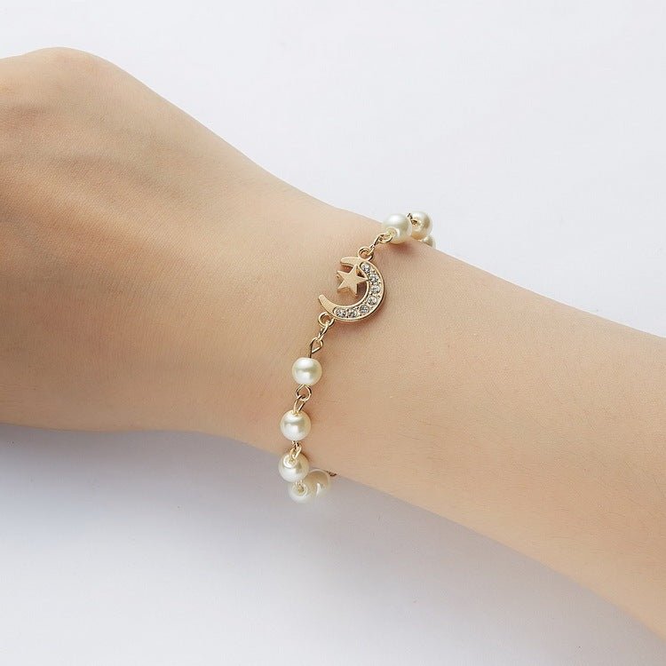 Hollow Rhinestone Pearl Bracelet Multi - style AdjustableBracelet