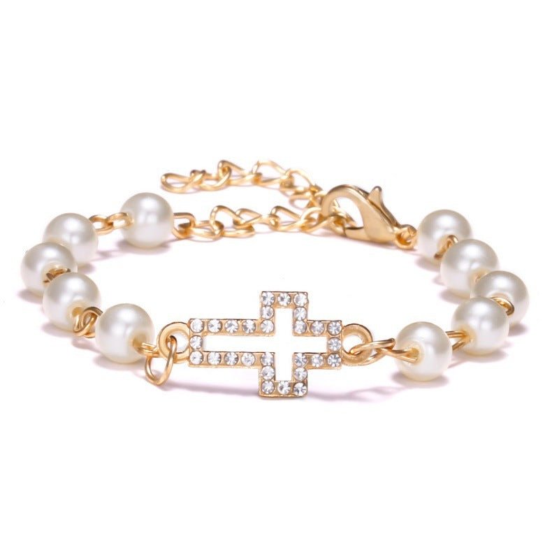 Hollow Rhinestone Pearl Bracelet Multi - style AdjustableBracelet