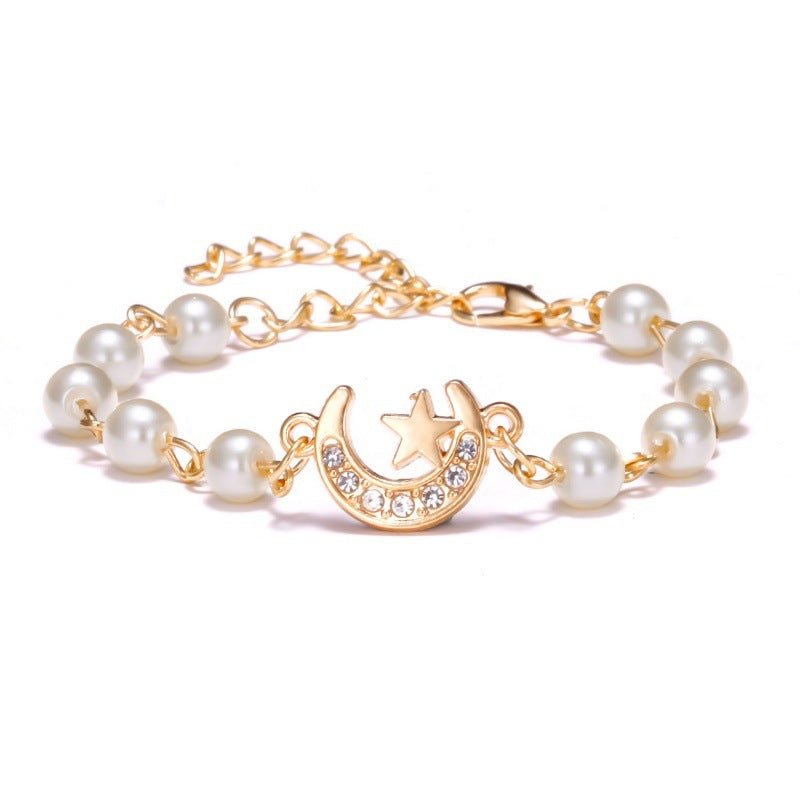 Hollow Rhinestone Pearl Bracelet Multi - style AdjustableBracelet