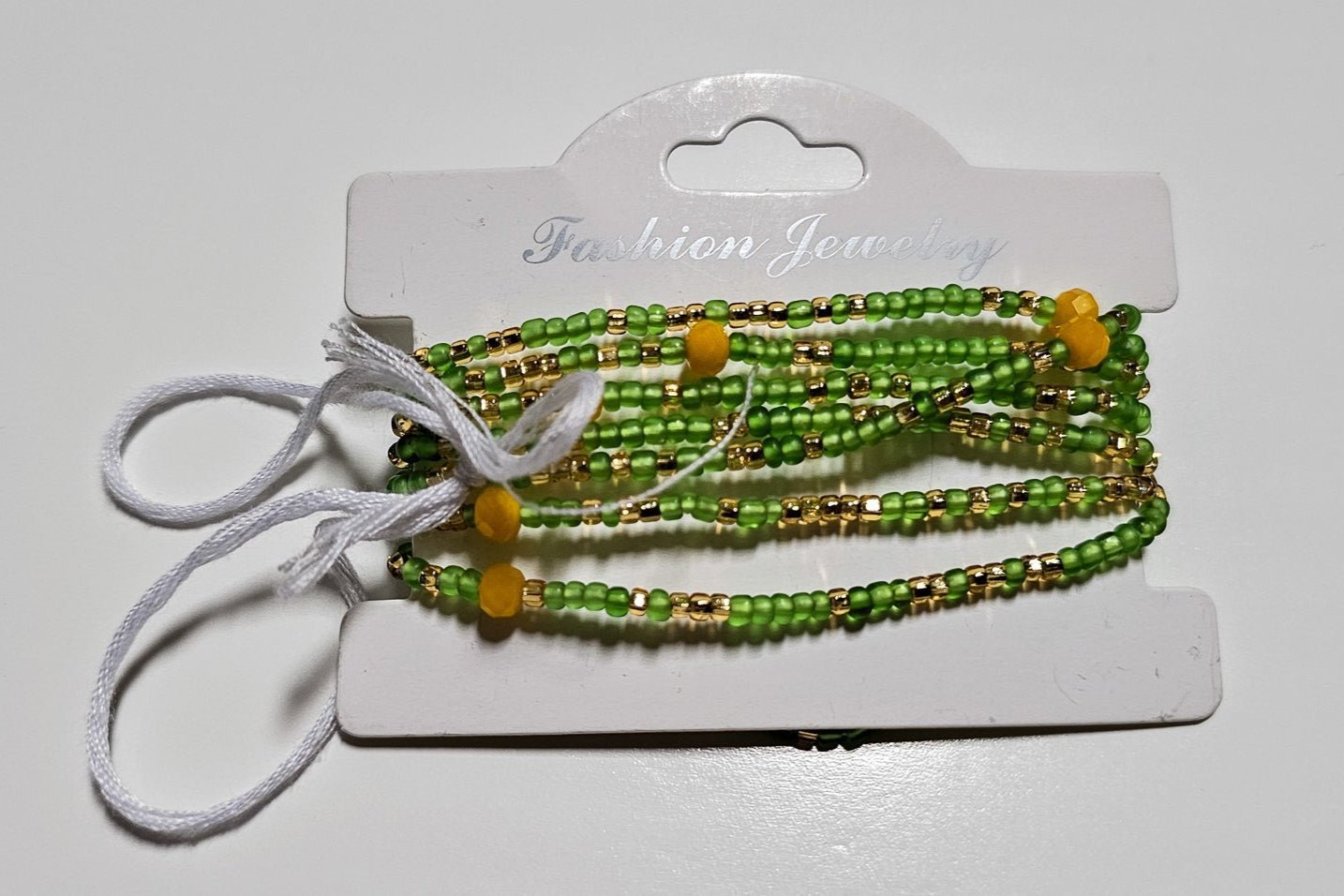 Lime Green Gold Yellow Tie on Waist beadTie on Waist bead