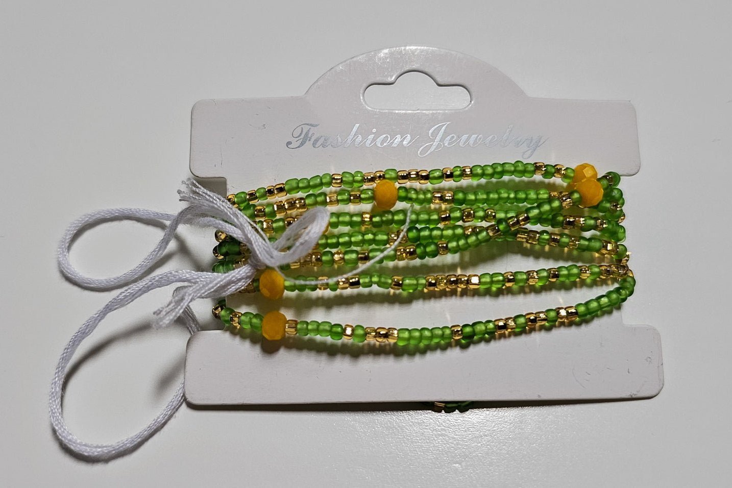 Lime Green Gold Yellow Tie on Waist beadTie on Waist bead