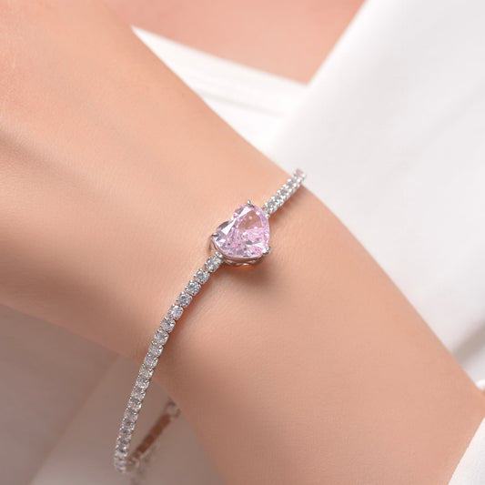 Luxury Fashion Heart - shaped High Carbon Diamond JewelryBracelet