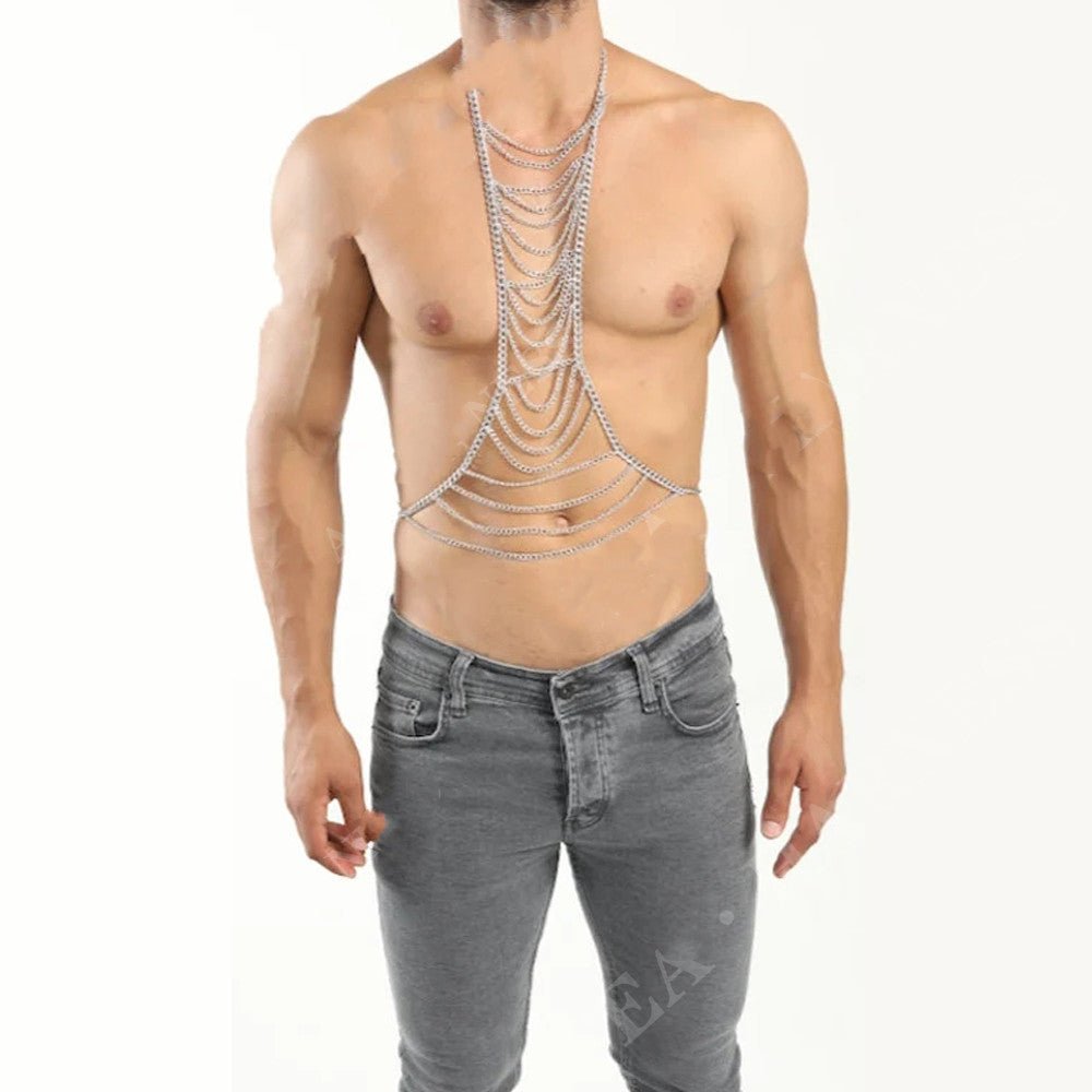 Mens Body Chains Festival Cosplay Jewelry Tops Chest NecklaceBody Chain