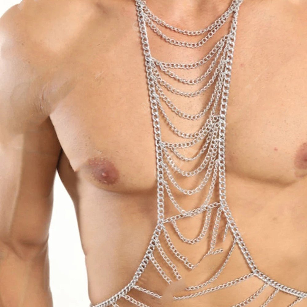 Mens Body Chains Festival Cosplay Jewelry Tops Chest NecklaceBody Chain