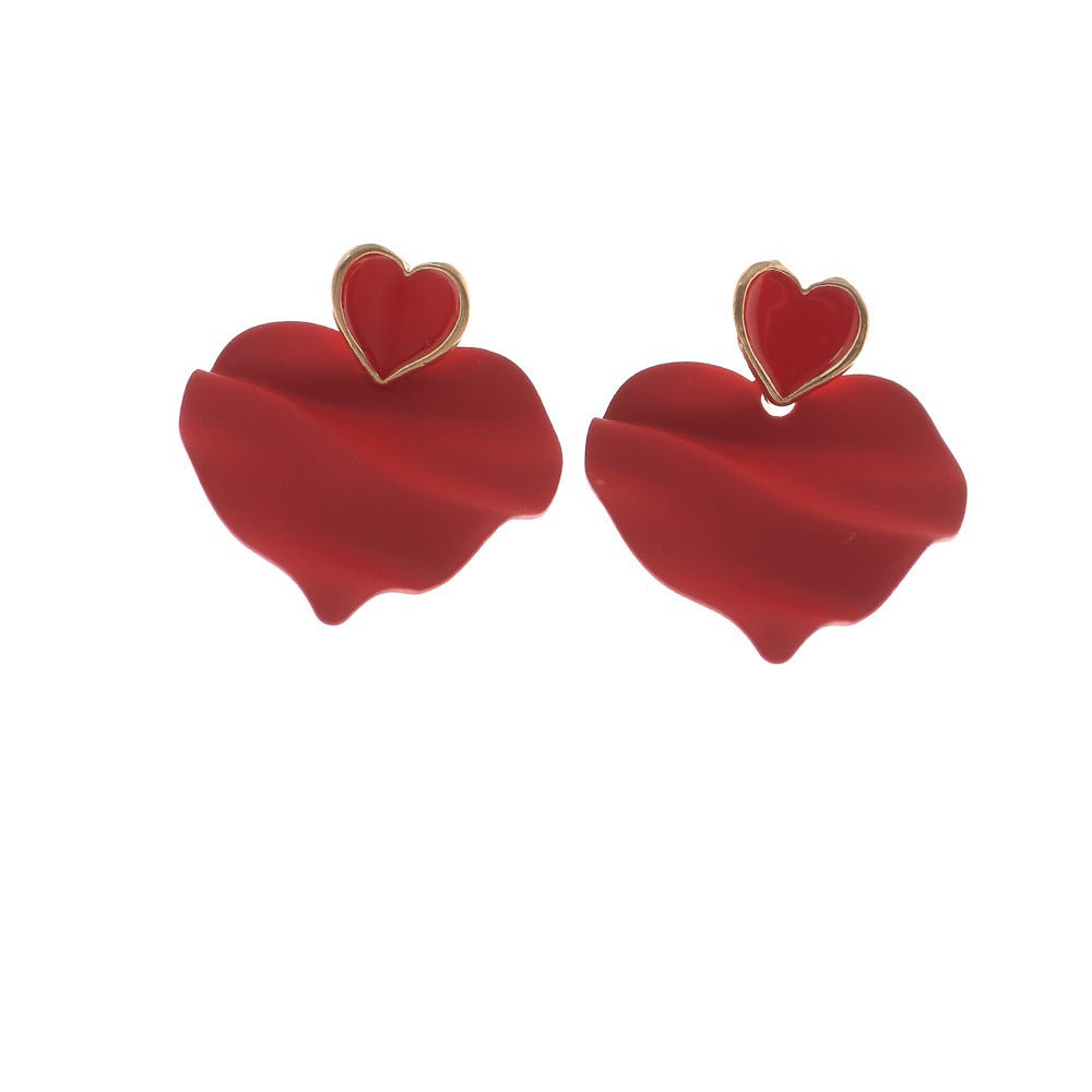 Metal Pleated Love Earrings Ins Trendy Earringsearing