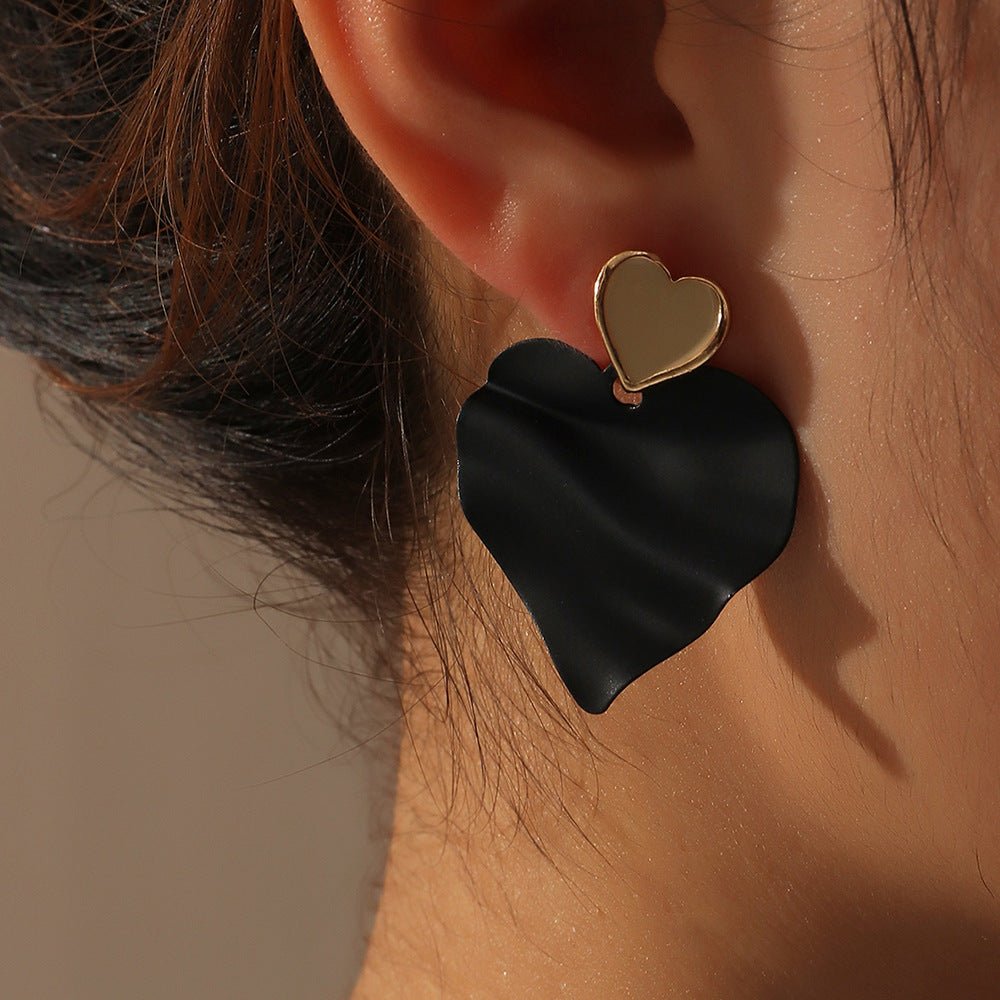 Metal Pleated Love Earrings Ins Trendy Earringsearing