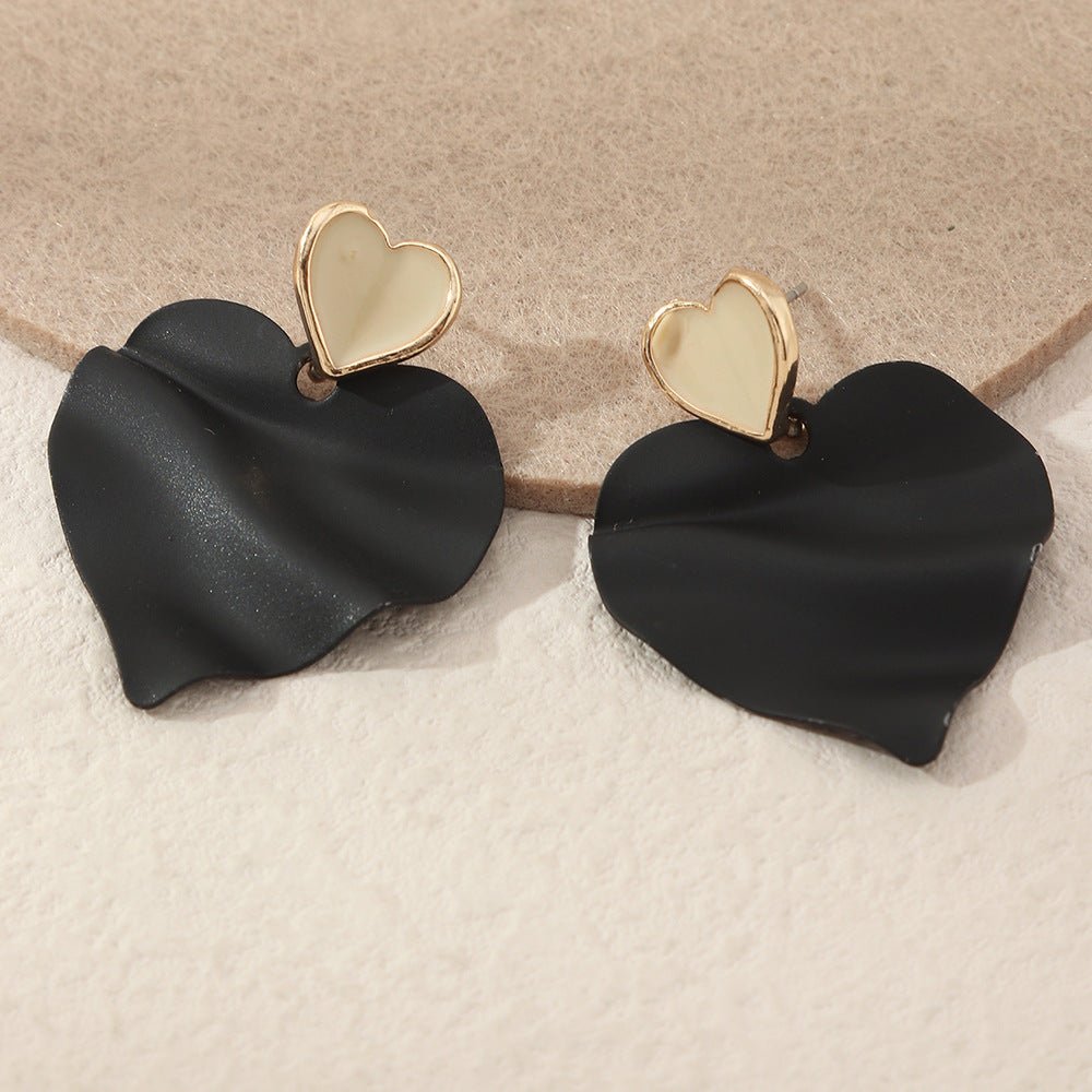 Metal Pleated Love Earrings Ins Trendy Earringsearing