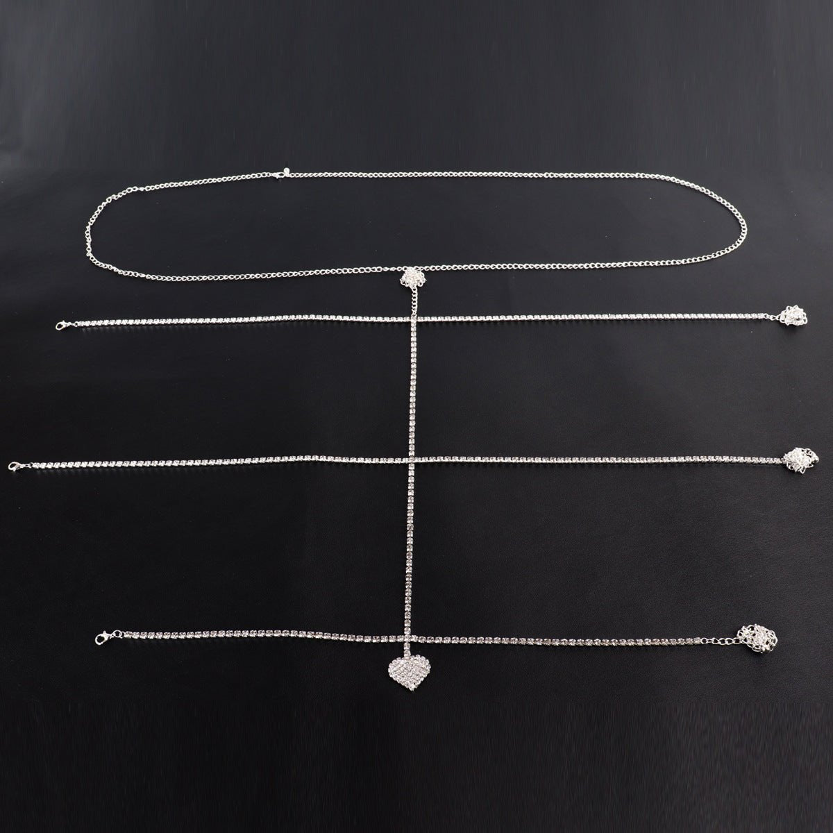 Multi - Layer Body Shape Diamond Love Leg Chain BeachBody Chain