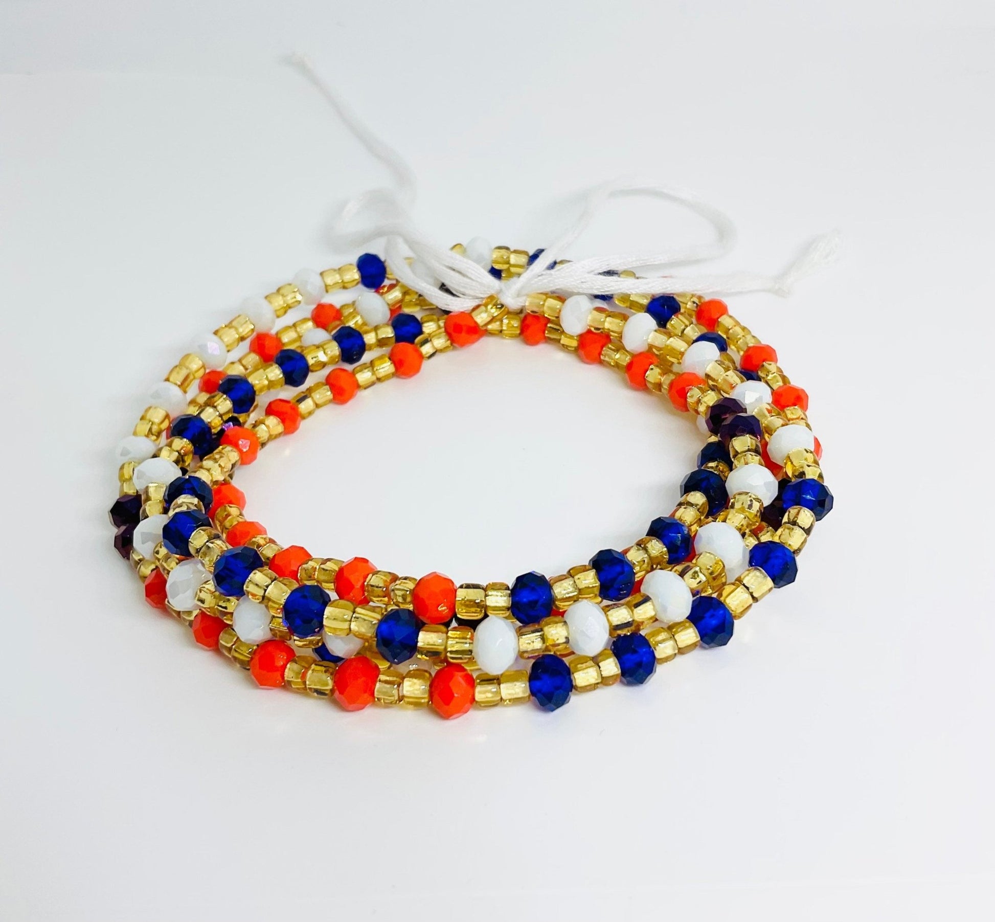 Multicolored Crystal Blue waist bead tie on belly beadbody jewelry