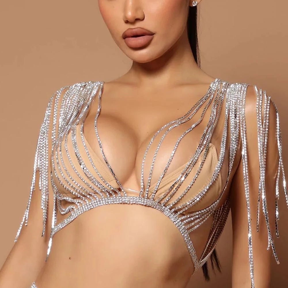 New Layered Rhinestone Bra Body Chain WomenBody Chain